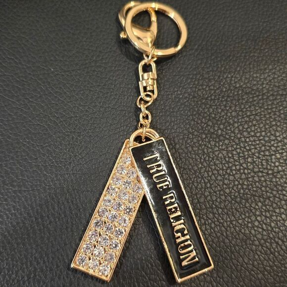 True Religion Logo & Rhinestone Bars Keychain/Bag Charm - Picture 4 of 4